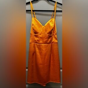 Wild Fable Size L Orange Satin Sleeveless Dress EUC